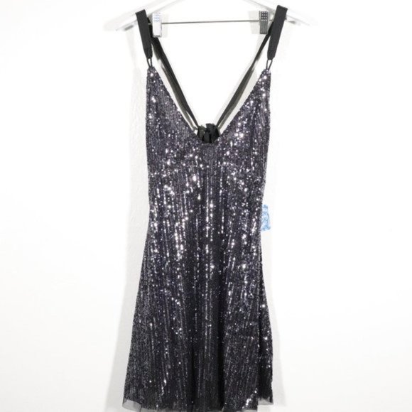 NWT Free People X Revolve Gold Rush Mini Dress in Black Size XS - Picture 4 of 10